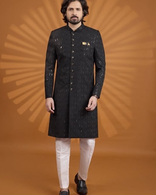 Black Designer Sherwani Timeless Royal Elegance